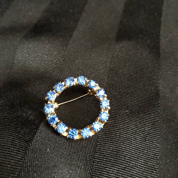 Vtg Blue Rhinestone Brooch - Picture 2 of 12